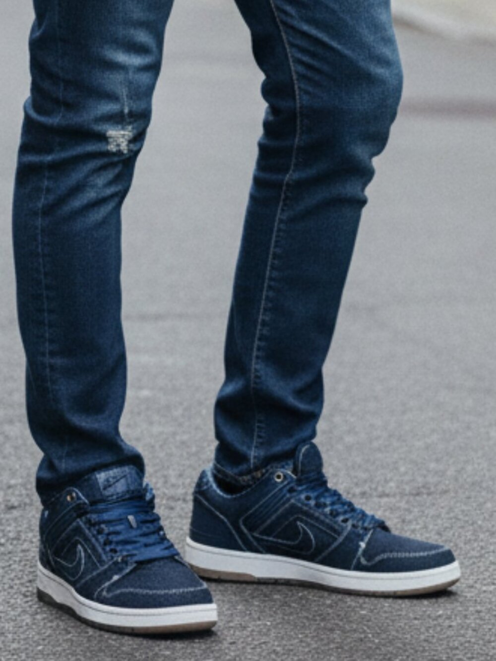 NIKE SB AIR FORCE II LOW QS BINARY BLUE DENIM EAST Tupac Biggie Mens 12 US 46 EU